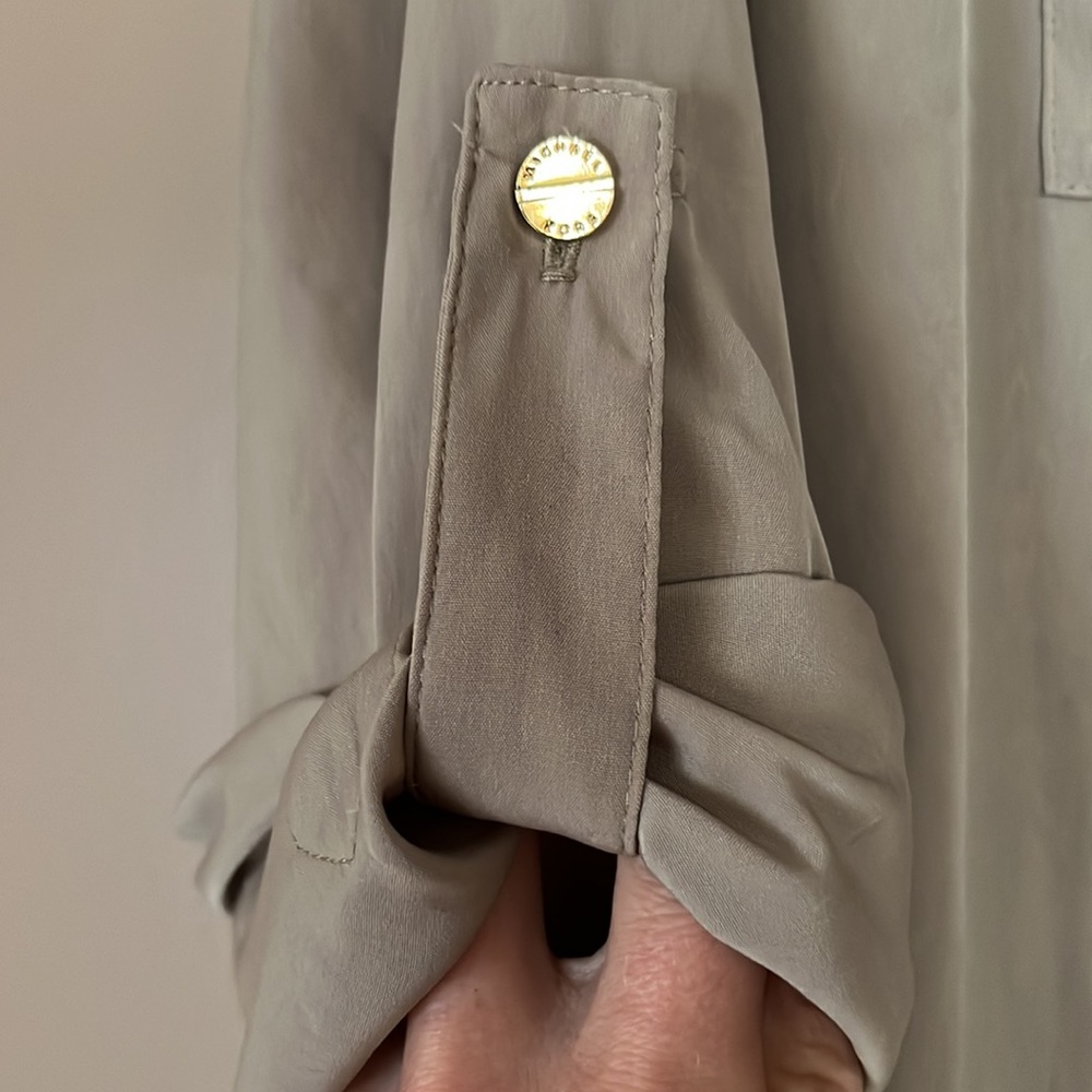 Michael Kors Taupe Button-Front Midi Shirt Dress - Picture 3 of 6